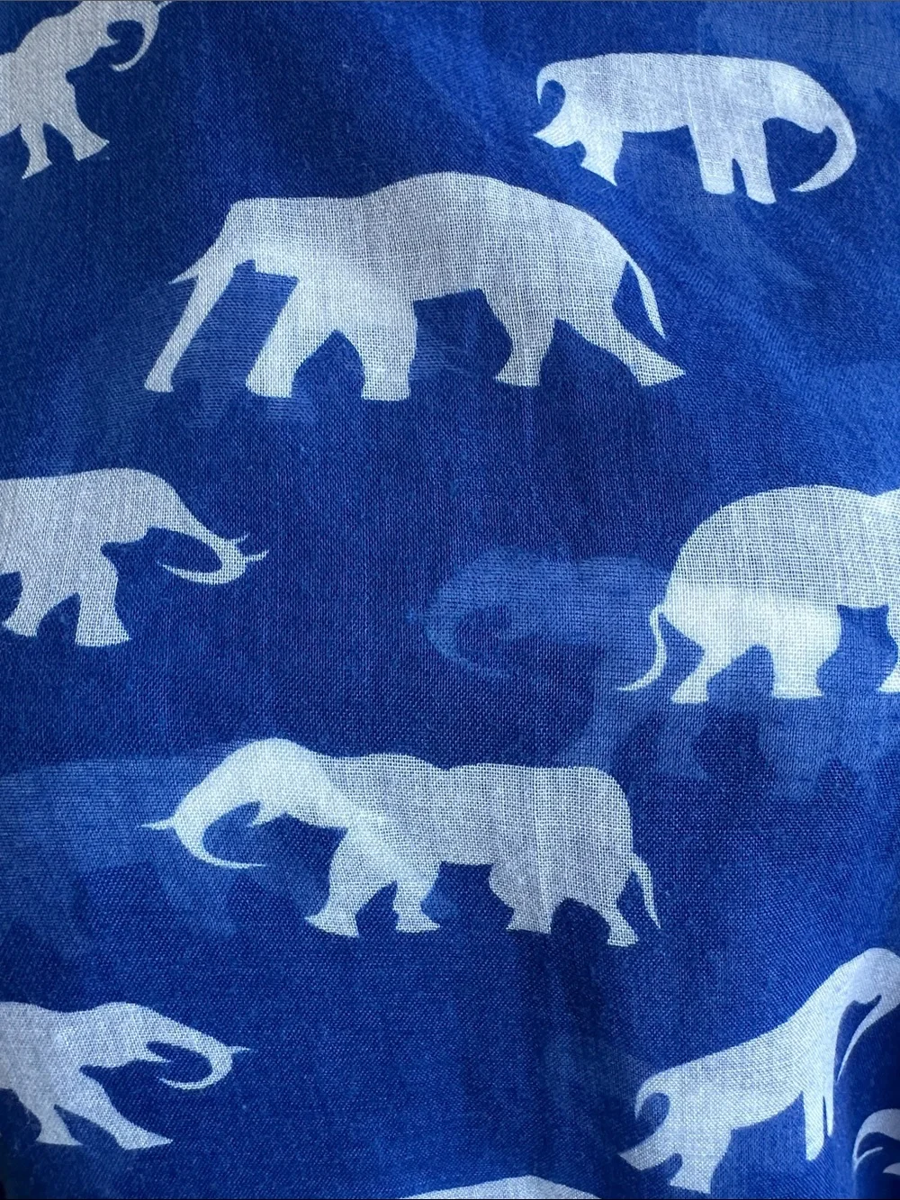Blue and white elephant print scarf/shawl/wrap